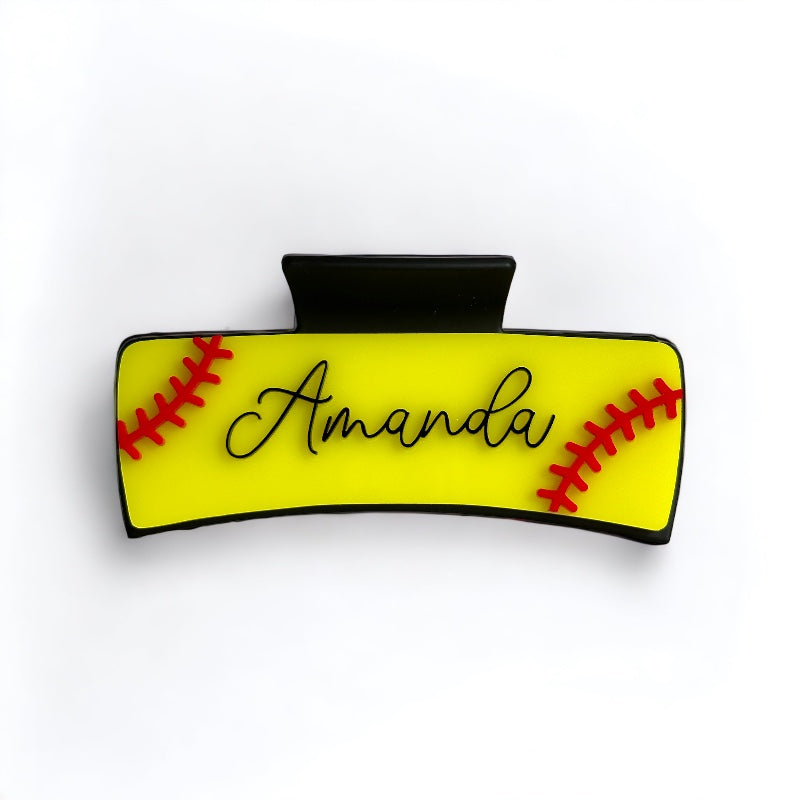 Personalized Softball Player Hair Claw Clip