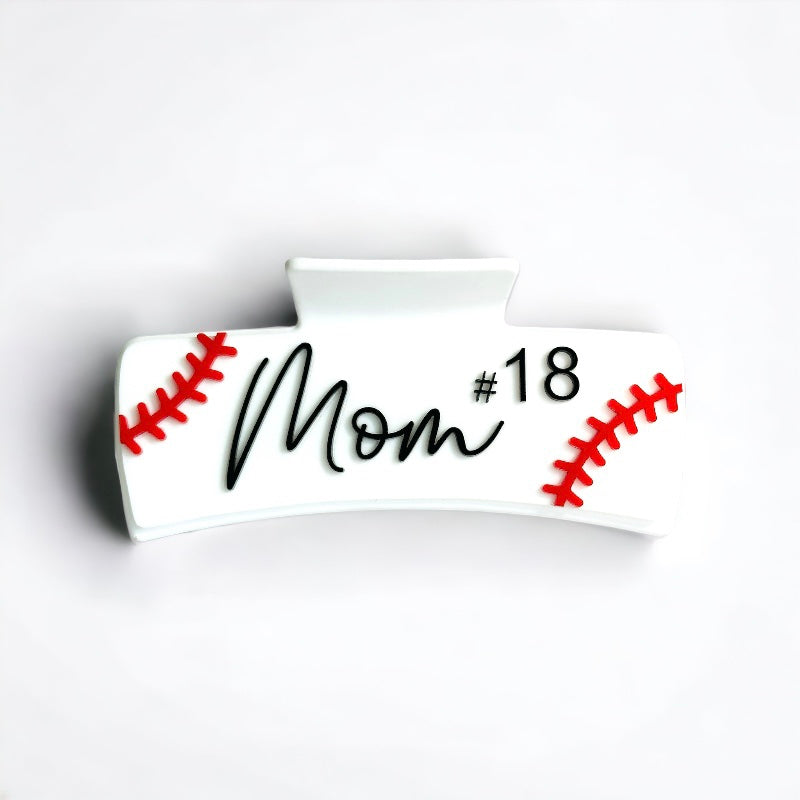 Baseball Mom Personalized Number Hair Claw Clip