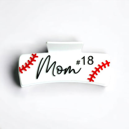 Baseball Mom Personalized Number Hair Claw Clip